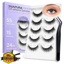 Winkgiggle Self Adhesive Lashes 5 Pairs, Pre-Glued No Glue Wispy 8-14mm