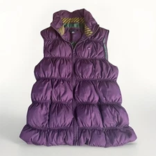 Tommy Hilfiger Down Vest M Purple Puffer Down Feathers Full Zip Sport
