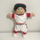 VTG Cabbage Patch Kids Tsukuda Japan Baseball Boy Doll 1982 Brown Hair Blue Eyes