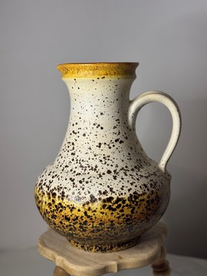 Vintage Ü-Keramik 1808-30 West Germany Vase. White & Yellow. Fat Lava
