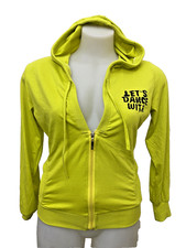 Vintage Green Hoody Top 90s Zip Up Size Medium