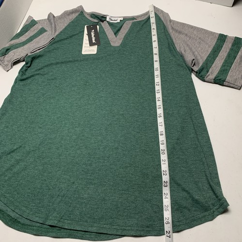 Yidarton Womens Green Raglan T-Shirt Short Sleeve Scoop Neck NWT Size 2XL - 第 4/5 張圖片