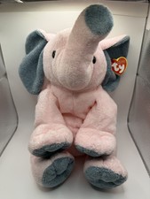 Ty Pluffies: Winks the Elephant 2004 - Pink / Grey Large Plushie - with Tags