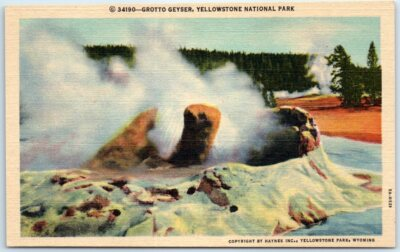 #ad Postcard Grotto Geyser Yellowstone National Park Wyoming $3.46