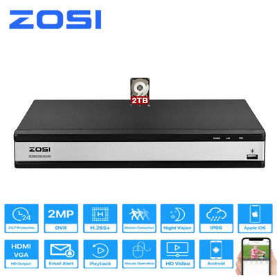 ZOSI H.265+ 16 Channel 1080P Home DVR with Hard Drive 2TB for Security System