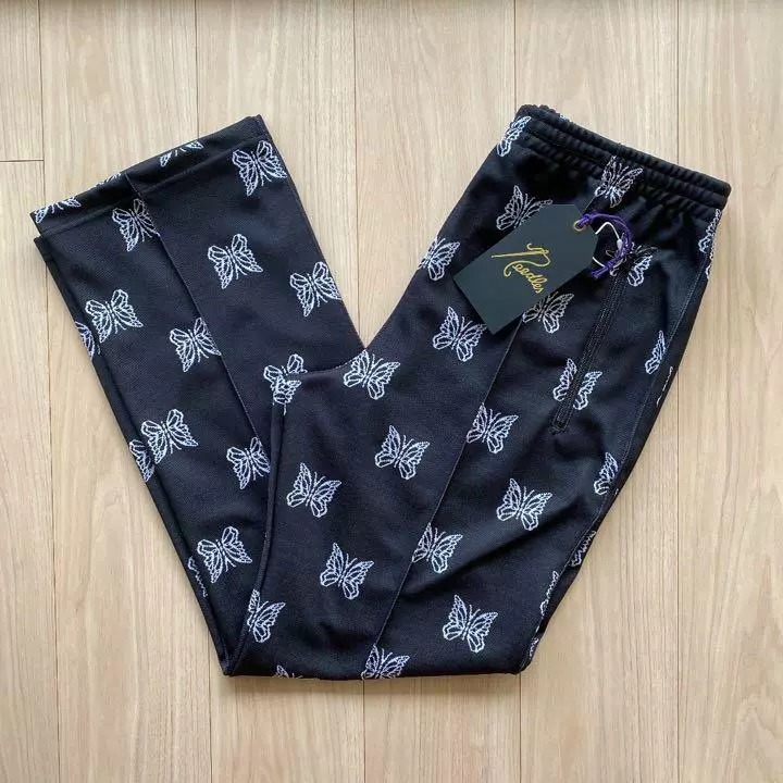 NEEDLES Track Pants Straight Black Papillon Size-S New from Japan