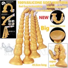49cm Golden beads Anal Plug Super Long Deeper Dildo Dilator Butt Plug Sex toys