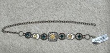 Chico  s Belt Metal Ascot Chain Silver Gold Silver Jeweled Distressed M/L NEW NWT