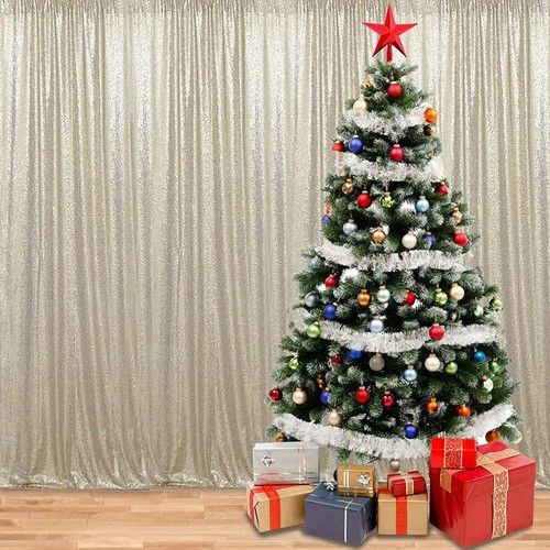 4FTx8FT Champagne Sequin Curtains - Perfect for Weddings, Baby Showers & More - Picture 4 of 11