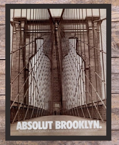 1994 Framed Absolut Brooklyn Bridge Vodka Bottle Abstract Art Vintage Print Ad