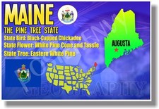 Maine Geography - NEW U.S State Travel POSTER