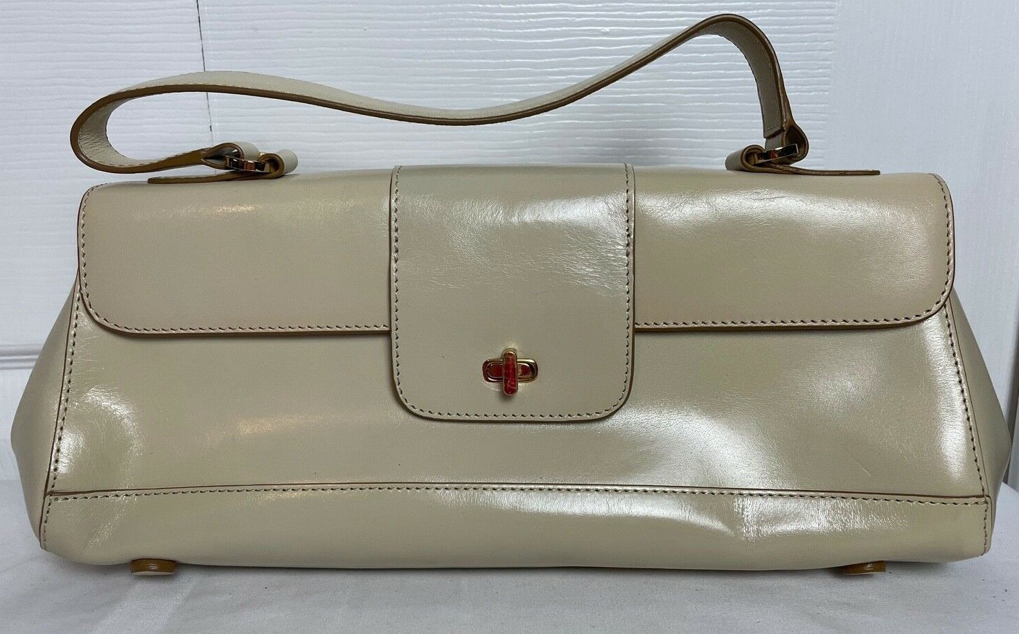 MONSAC ORIGINAL Cream Clutch Handbag PRISTINE Gem