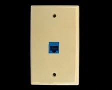 Ethernet Wall Plate CAT6 1-Port Single Gang Keystone Network Female/Female Beige