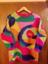 Vintage Classiques Mohair Acrylic Fuzzy Colorful Retro Sweater Size L