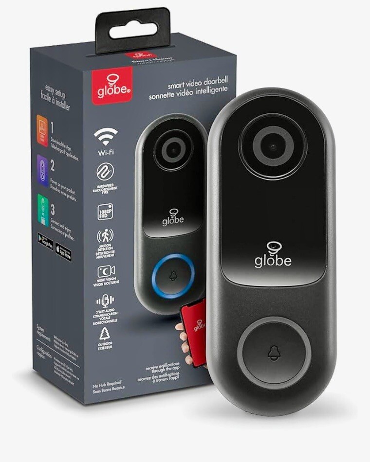 Globe Smart Video Doorbell / 2-way Talk WiFi / 1080PFHD / Portion To Charity