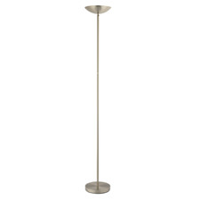 Modern LED Uplighter Metal Floor Lamp in Satin Nickel with Memory Dimmer Butt...