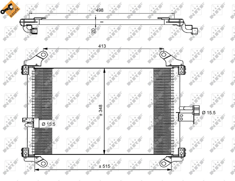 Front NRF 35494 Condenser, air conditioning for CITROËN,FIAT,PEUGEOT