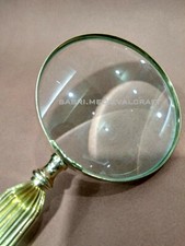Vintage Brass Magnifying Glass brass Shine Handle Dia 4" Old Time Map Reader