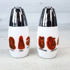 Vintage Zodiac Salt & Pepper Shaker Pyrex Westinghouse Milk Glass w Chrome Top
