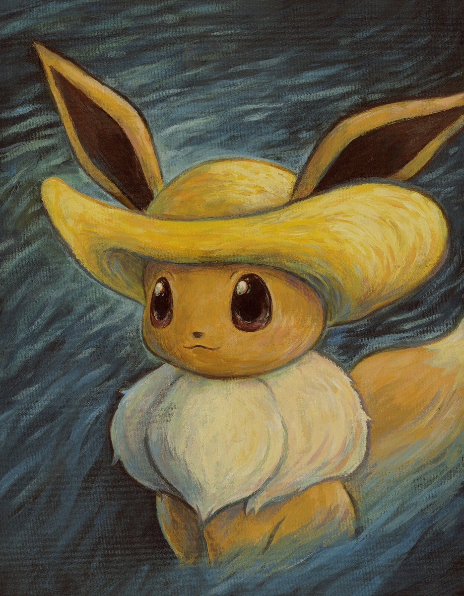 ゴッホ　ポケモン　絵画　イーブイ dibond　Sサイズ　45×35cm ポケモン - ゴッホ美術館 ゴッホイーブイ キャンバスアート 額縁付の