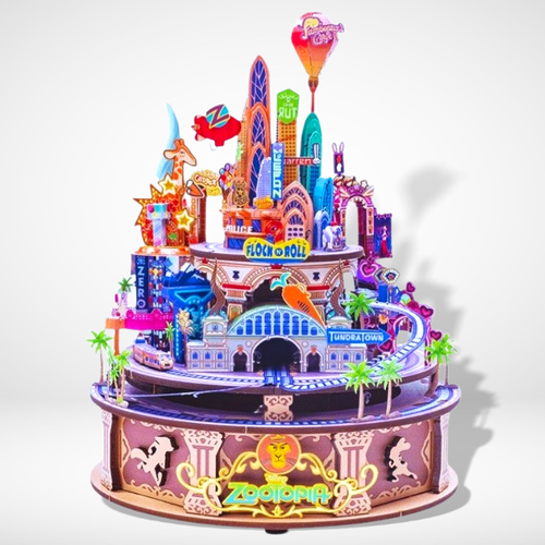 3D Wooden Puzzles Magic Castle Dollhouse Rotating Handcrafted Music Box Model - Picture 7 of 7