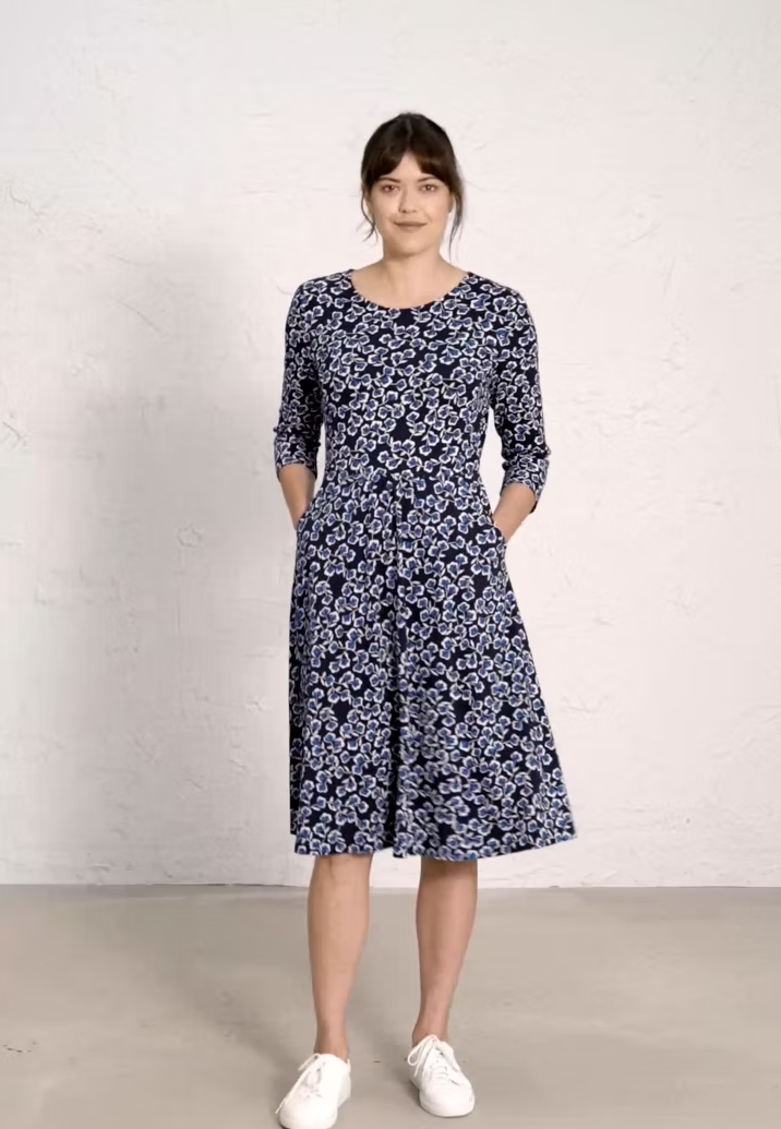 Seasalt Women's Dress navy April Dress Regular Sketched Buds
