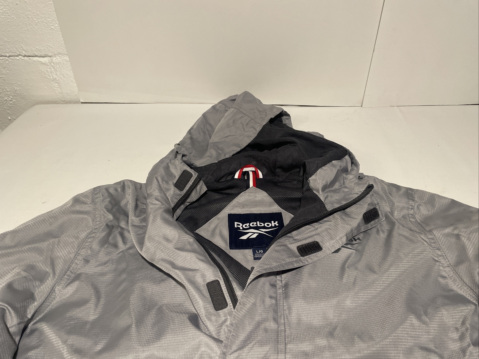 Reebok Windbreaker Pullover 1/4 Zip Lightweight Hooded Jacket Golf Gray Large thumbnail 6