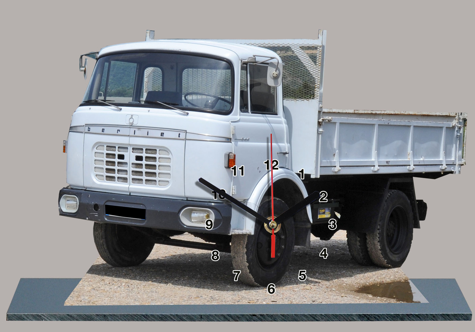 Horloge miniature Berliet Benne-02 camion rétro, idée cadeau homme