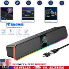 USB Computer Speaker Stereo Sound Bluetooth 5.1RGB Speaker for PC Desktop Laptop