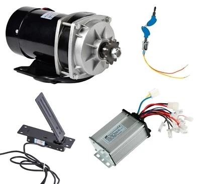 ALFA WHEELS Electric motor 800W 36 V DC gear reduction +Rev Controller+Foot Throttle+KeyLock