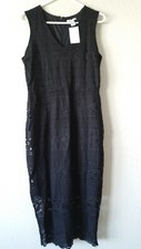 NWT H M size Medium Womens Dress Floral Lace Sleeveless Lined Midi Dress Black