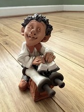 Jewish Clay Figurine Of A Scolar Thumbing A Prayer Book & Torah By Denis Filtser