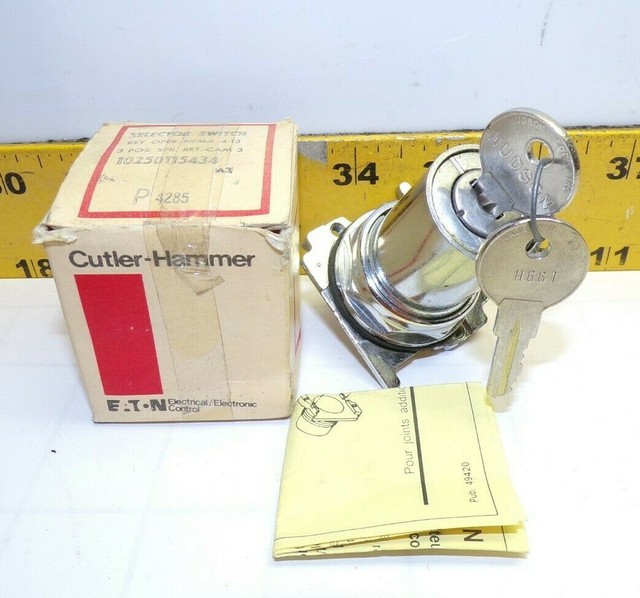 Eaton t Key Operated Selector Switch 3 Position Spring Return For Sale Online Ebay