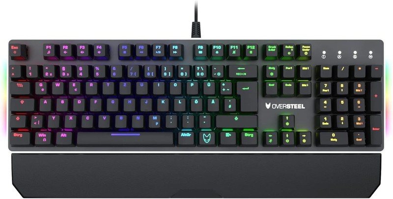 Mechanical Keyboard Oversteel Titanium RGB Red Switch German Layout Sealed