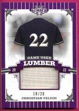 2022 Leaf Lumber Baseball CHRISTIAN YELICH #GUL-20 Game Used Lumber Bat 18/20