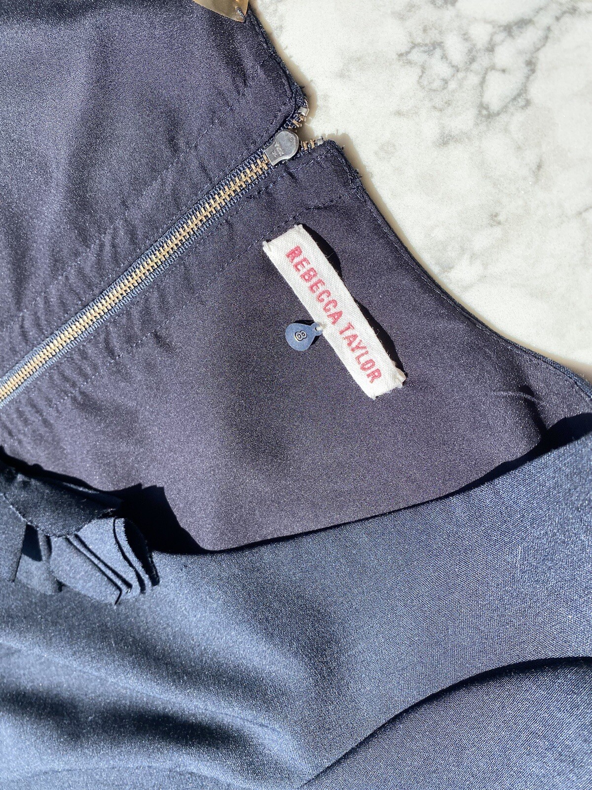 Rebecca Taylor Dark Navy Solid Ruffle V-Neck Slee… - image 6