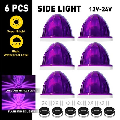 6Pcs New Watermelon Lights Purple LED Side Marker Turn Signal Lights For Trailer
