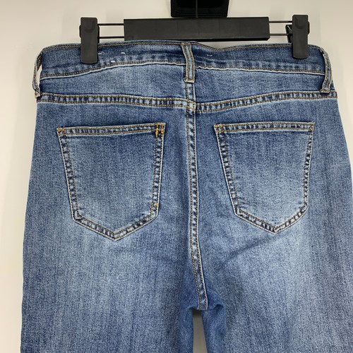 Old Navy Jeans Womens Size 4 Perfect Straight Mid Rise Two Tone Blue Fray Crop - Picture 7 of 8