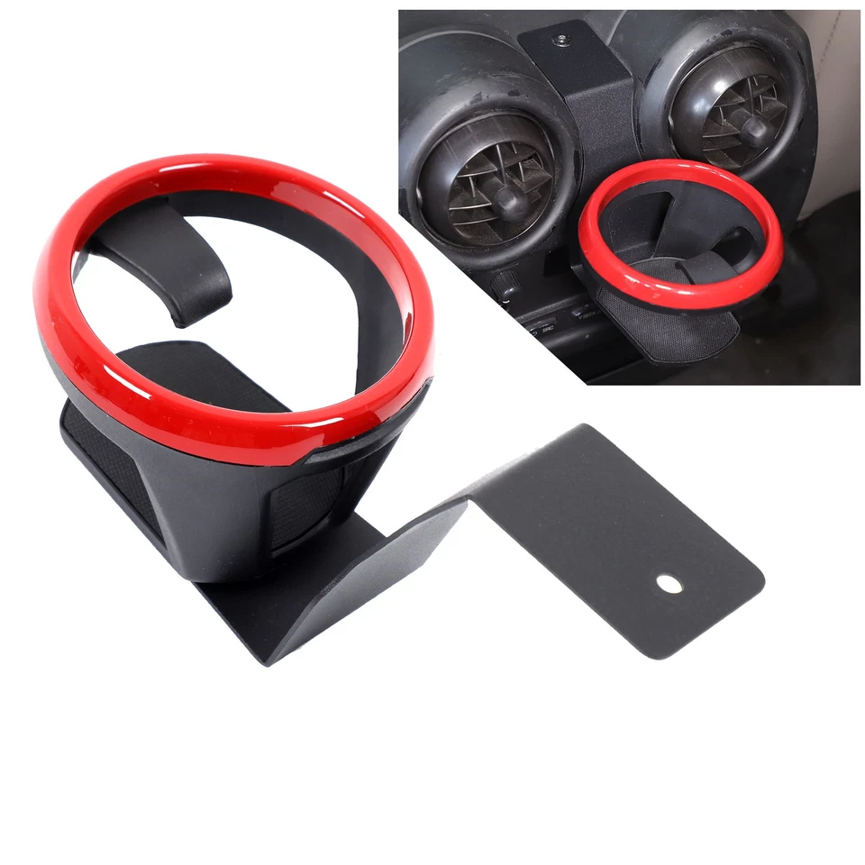 Portavasos central de ventilación de aire trasero anillo rojo de acero al carbono para Hummer H2 2003-2007 Foto 2 de 4