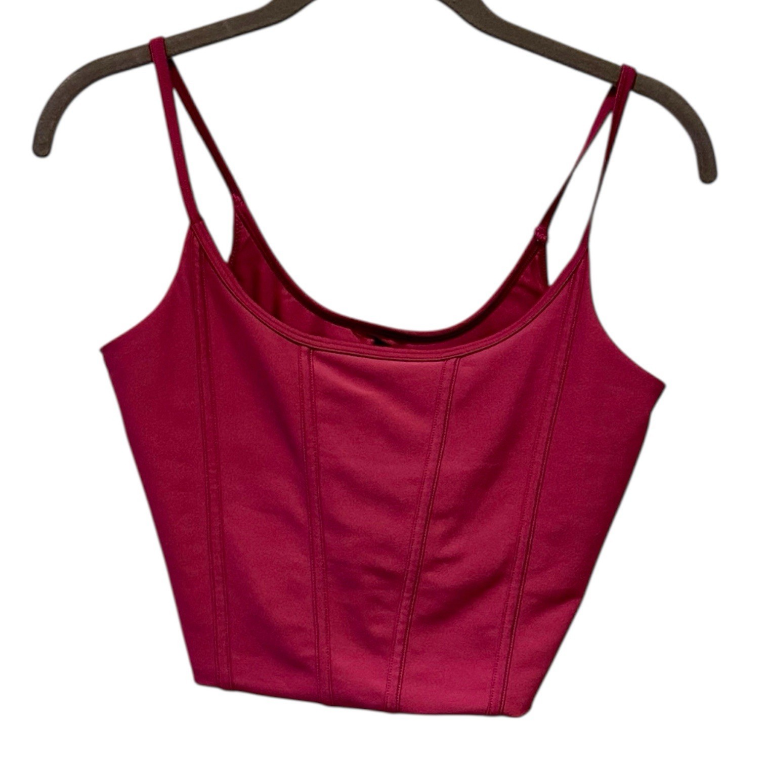 Abercrombie & Fitch YPB Corset Slim Scoop Neck Crop Sculpt Tank Top Pink Medium