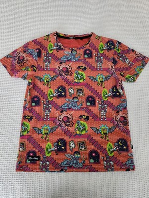 RARE Rick And Morty T-Shirt Cropp Medium M All Over Print Tshirt Comic Con