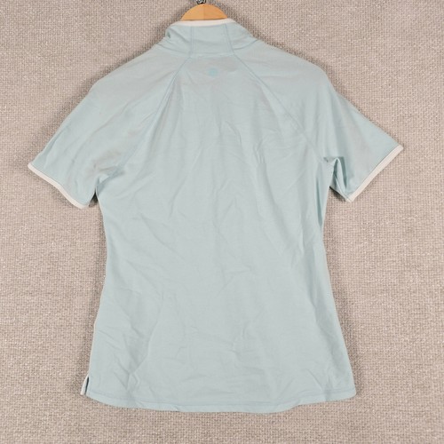 T by Talbots Womens Light Blue White UPF 50+ Quarter Zip Short Sleeve Top S - Picture 3 of 9