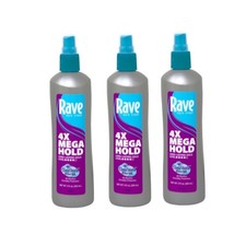 3 Pack Rave 4X Mega Hairspray With Clima Shield Unscented 11Oz Each