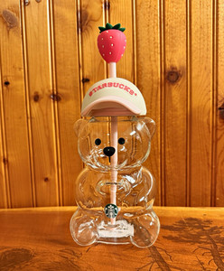 Starbucks Bearista Bear-Shaped Clear Cup w/ Lid & Straw, 296ml 3pc Set