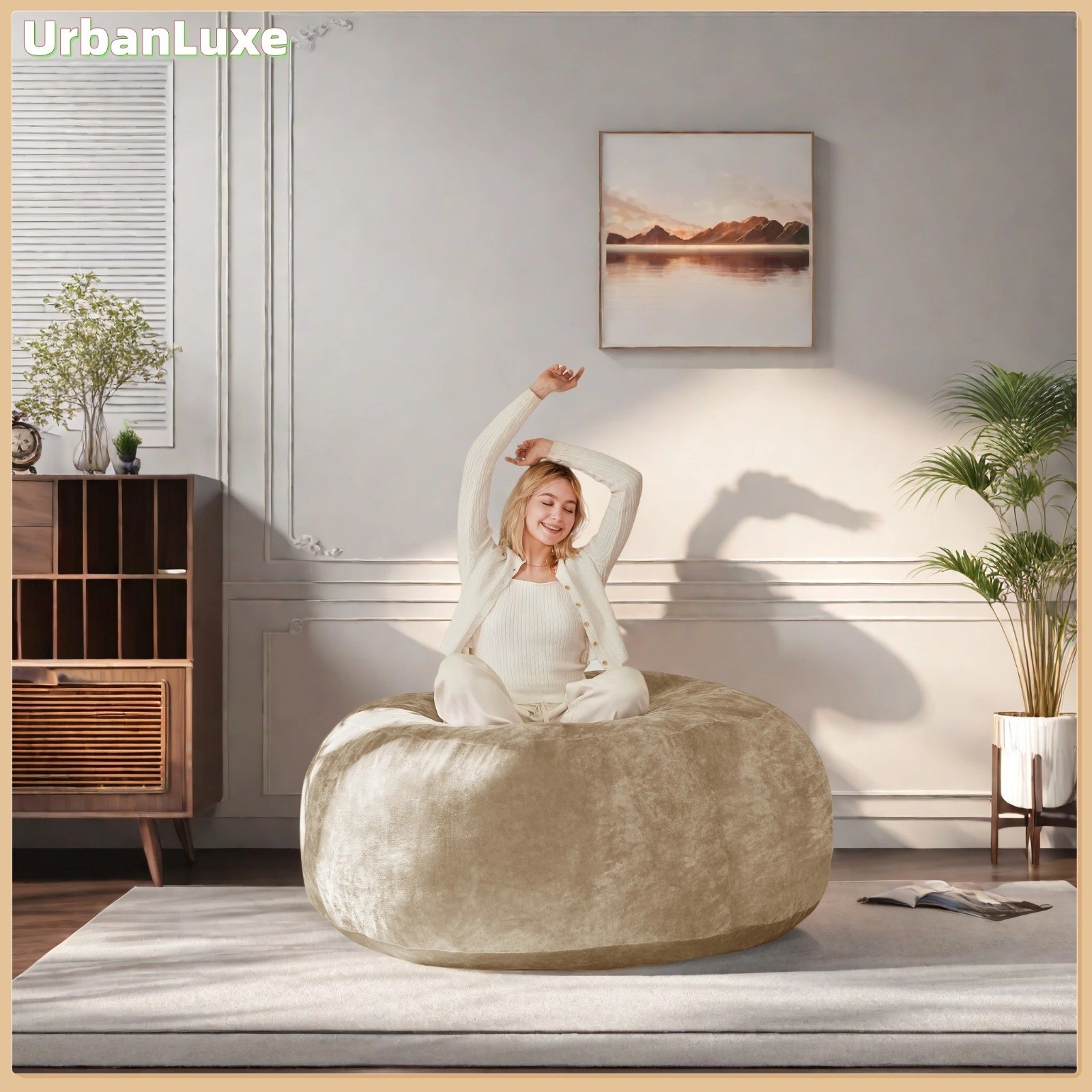 Fauteuil Poire Doudou ergonomique 2-en-1 grand format en tissu respirant déhoussable