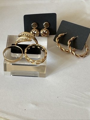 Ring & Ohrring Geschenkset Konvolut goldfarben Strass Diamanten Modeschmuck