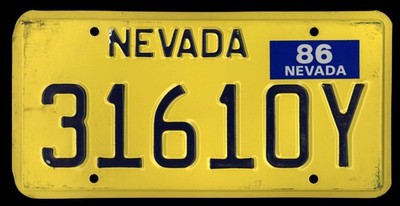 NEVADA 1986 Motor Carrier Truck Tractor License Plate 31610Y NO border + blue 86