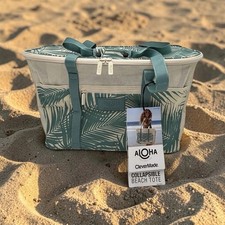 Aloha CleverMade Collapsible Tropical Beach Tote Zip Closure w/ Pouch Women's