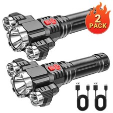 1-2PZ Torcia Super Luminosa 3LED Ricaricabile Torce Tattiche Luce Lavoro