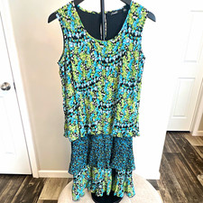 Essentials by Milano 8 Black Blue Floral Ruff...